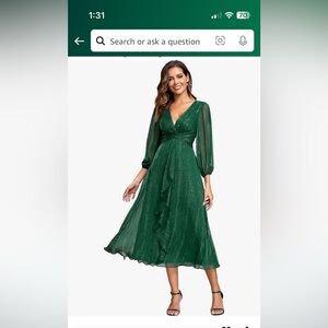 Green Shimmery Midi Dress